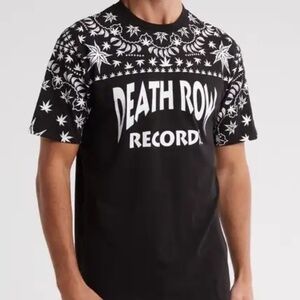 DEATH ROW RECORDS Logo Kushdana Paisley Graphic Black Cotton Blend T-Shirt::NWT